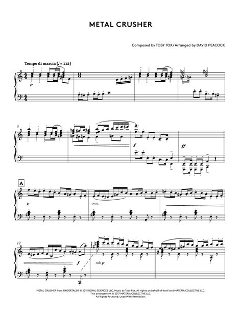 metal crusher piano sheet music|metal crusher piano easy.